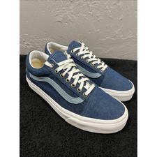 VANS OLD SKOOL Low Blue Denim Skateboard Sneakers Women Sz 8.5 - EXCELLENT