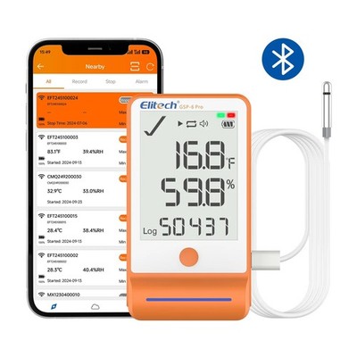 Datenlogger Temperatur Feuchte fernfühler Bluetooth APP USB PDF Bericht GSP-6PRO