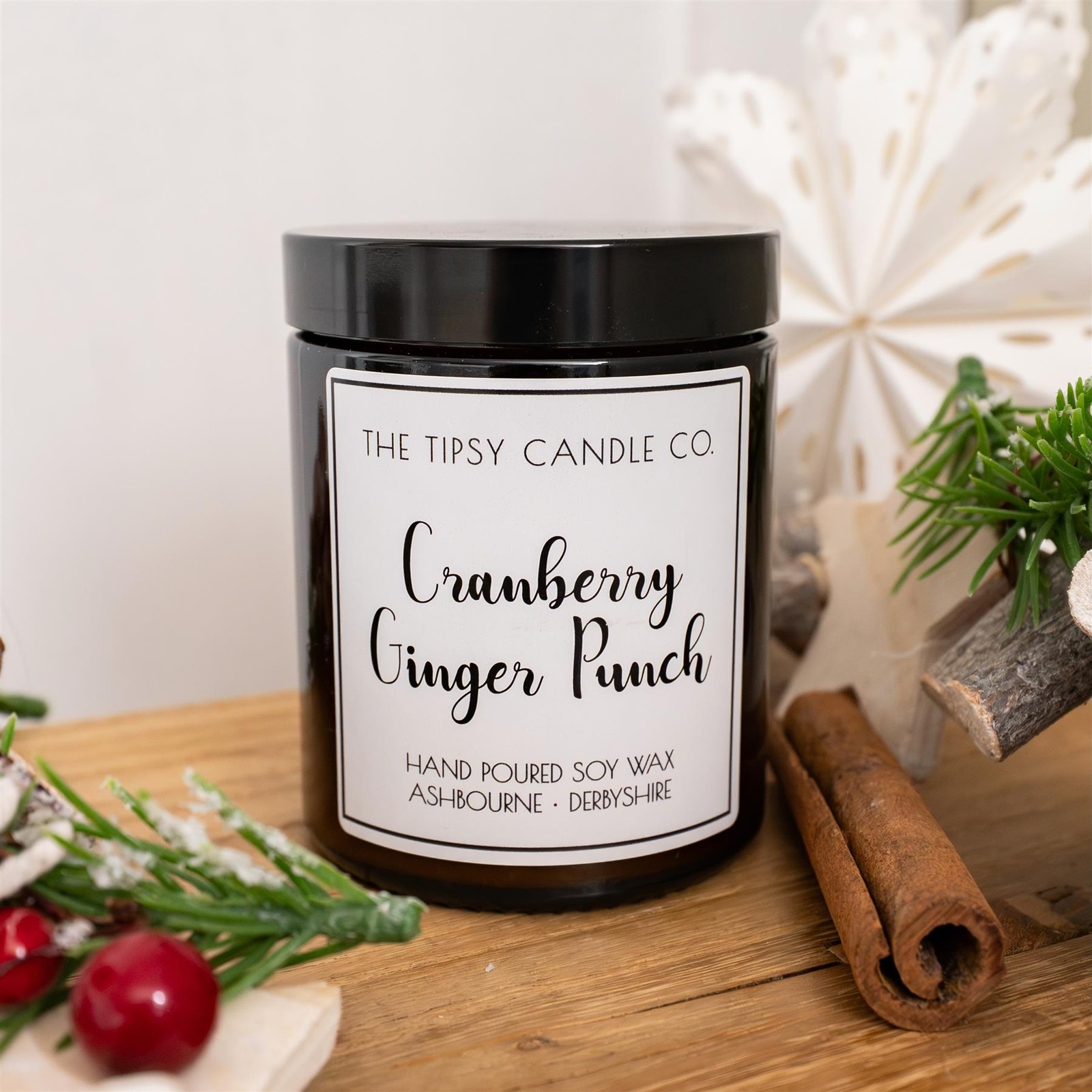 Cranberry Ginger Punch - Soya Wax Candle 180ml/35hrs - The Tipsy Candle Company