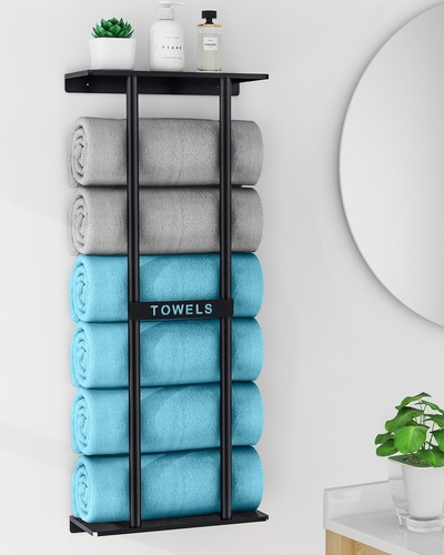 Toallero de baño, toallero para baño montado en la pared 30 pulgadas con... - Imagen 2 de 7