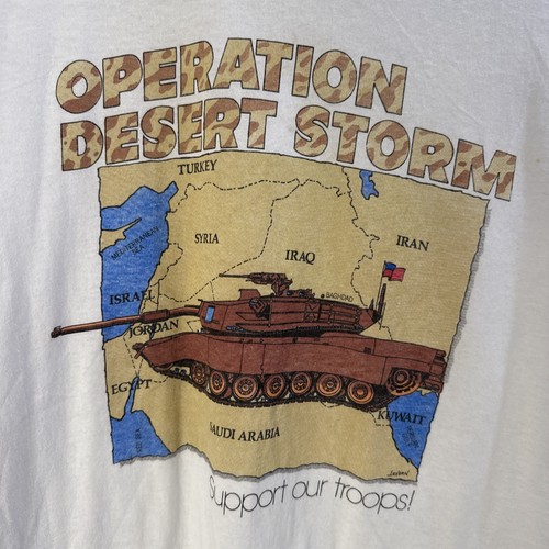 Vintage Operation Desert Storm T-Shirt L Single Stitch 90s Gulf War Military