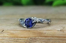 14K White Gold Plated 2Ct Round LabCreated Blue Sapphire Women's Wedding Ring