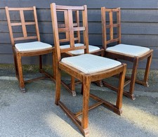 Set Of Four Arts & Crafts Oak Dining Chairs