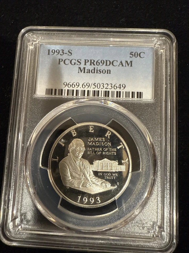 1993-S PCGS PR69DCAM Madison 50C US Commemorative Half Dollar - Image 3 of 4