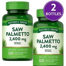 2 Pack Saw Palmetto Extract High Strength 2400 MG 120 Capsules For Prostate, UTI