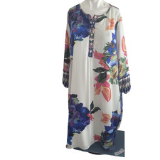 Fig & Flower Xl dress flower button crew neck slight texture lining longsleeve