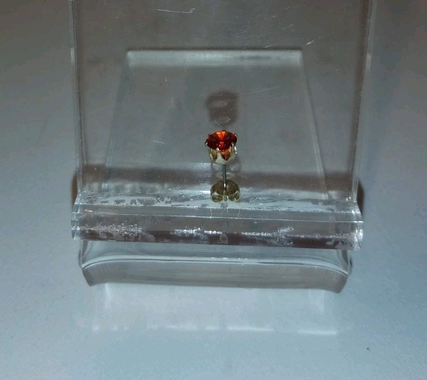 Orange Ruby Earring Stud Sterling Silver x1 Count… - image 1