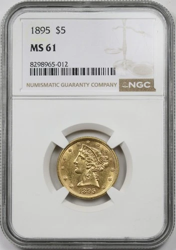 1895 $5 NGC MS 61 Liberty Head Gold Half Eagle