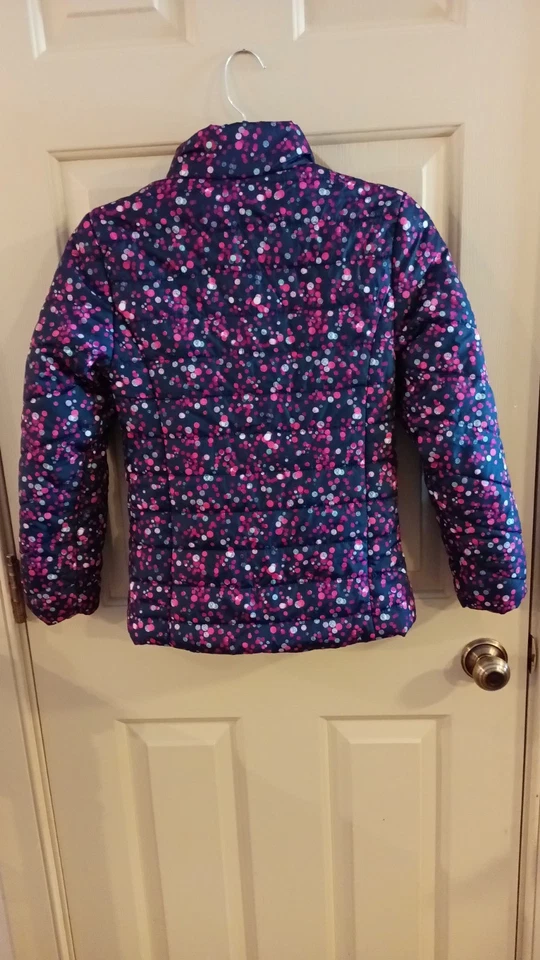 Chaqueta hinchada manchada azul/rosa para niñas Athletech talla 7/8 Foto 2 de 3