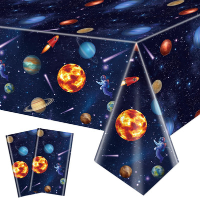 2 Pack Outer Space Party Tischdecken, Sonnensystem Tischdecken, 130x220cm Rechte