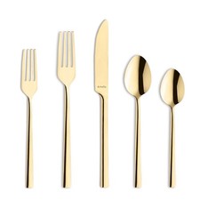 Dallas 18/0 Stainless Steel Flatware Set - Gold, 20-Piece Place Setting - Ser...
