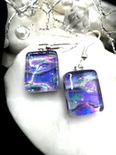 HANDMADE DICHROIC GLASS PENDANT or EARRINGS