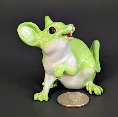 Kitty s Critters Green Teensy Cute Mouse Figurine