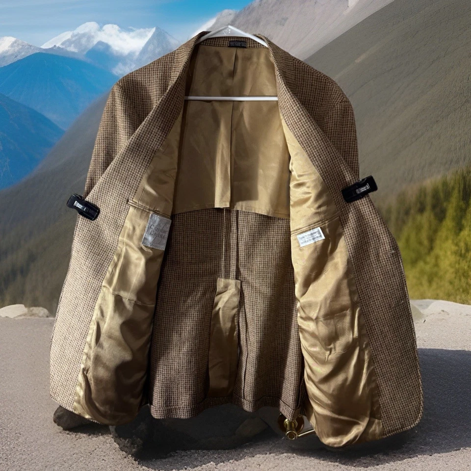 Vintage Men 46R Christian Brooks Tweed Blazer Jacket Sport Coat With Elbow Patch - Image 3 of 4