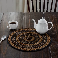 Country 15 in Trivet Black & Tan Textured Jute Kitchen Table Decor VHC Brands