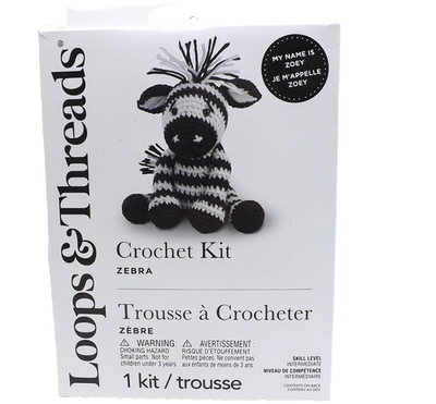 Loops & Threads Zebra Crochet Kit Zoey Stuffed Animal Intermediate Skill