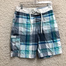 American Eagle Shorts Small Adult Blue Boardshorts Plaid Surfing Swim Mens S