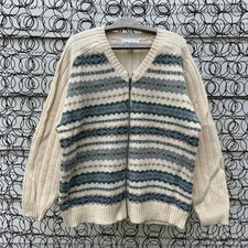 Vintage Croft and Barrow Wool Knit Zip Up Fair Isle Gorpcore Cardigan Sweater XL