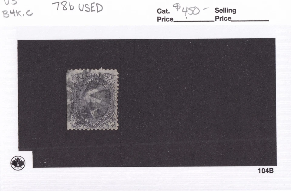 SELLOS DE MATT SCOTT #78b GEORGE WASHINGTON 24 CENTAVOS GRIS EMISIÓN 1862, USADO CV$450 Foto 3 de 3