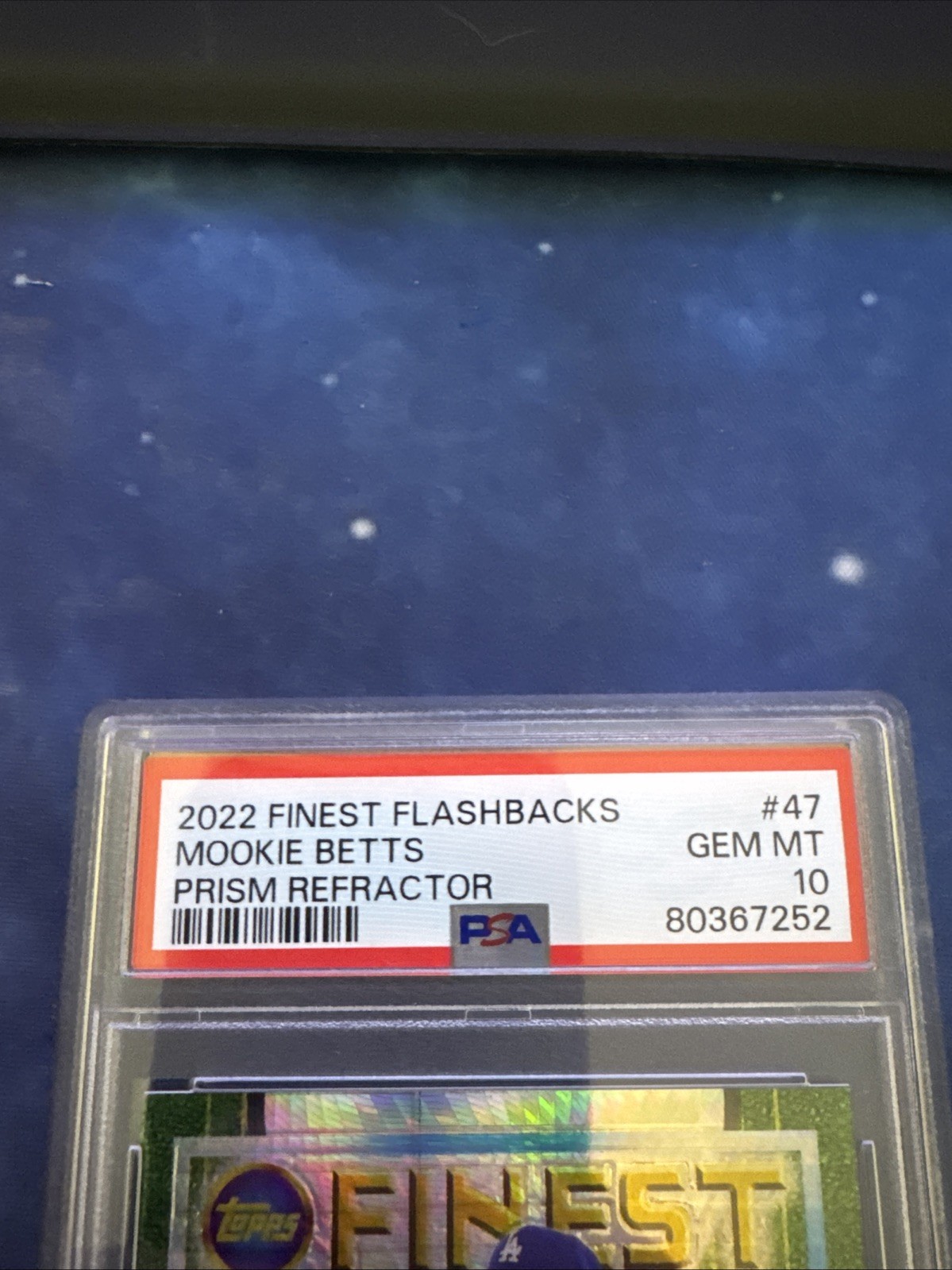 PSA 10-2022 Topps Finest Flashbacks Mookie Betts #47 Prism Refractor /35 view 2