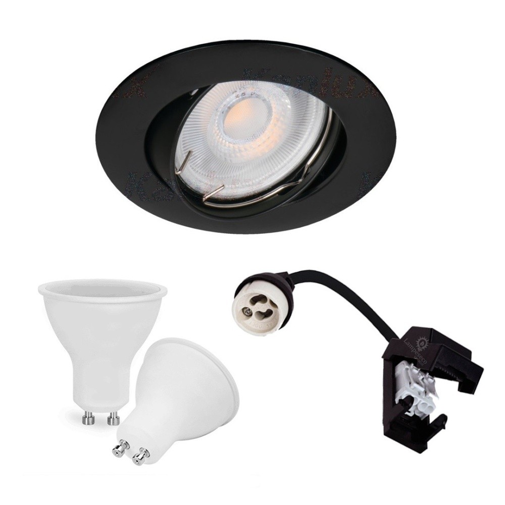 Kit spot LED noir GU10 orientable pour rénovation éclairage maison - 2