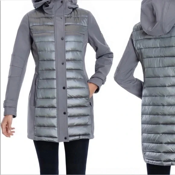 BCBGENERATION Water-Resistant Hooded Softshell Long Puffer Jacket, NWT, XS, $95 - Image 4 of 4