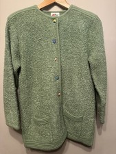 Vintage Green Cardigan Poppy 1980s Chunky Knit Size 10/12 Great Condition Lovely
