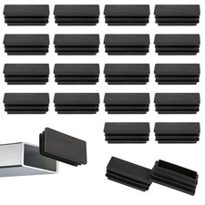20 Pack 1" X 2" Rectangle End Caps, Tubing End Caps Black Rectangle Plastic Plug