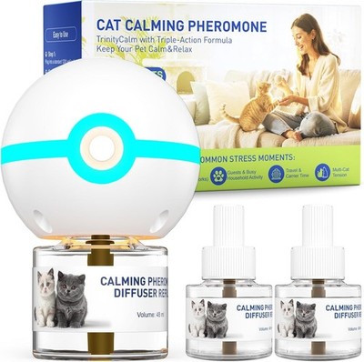 TrinityCalm Cat Calming Diffuser Kit Advanced 3-in-1 Pheromone & L-Theanine Sys