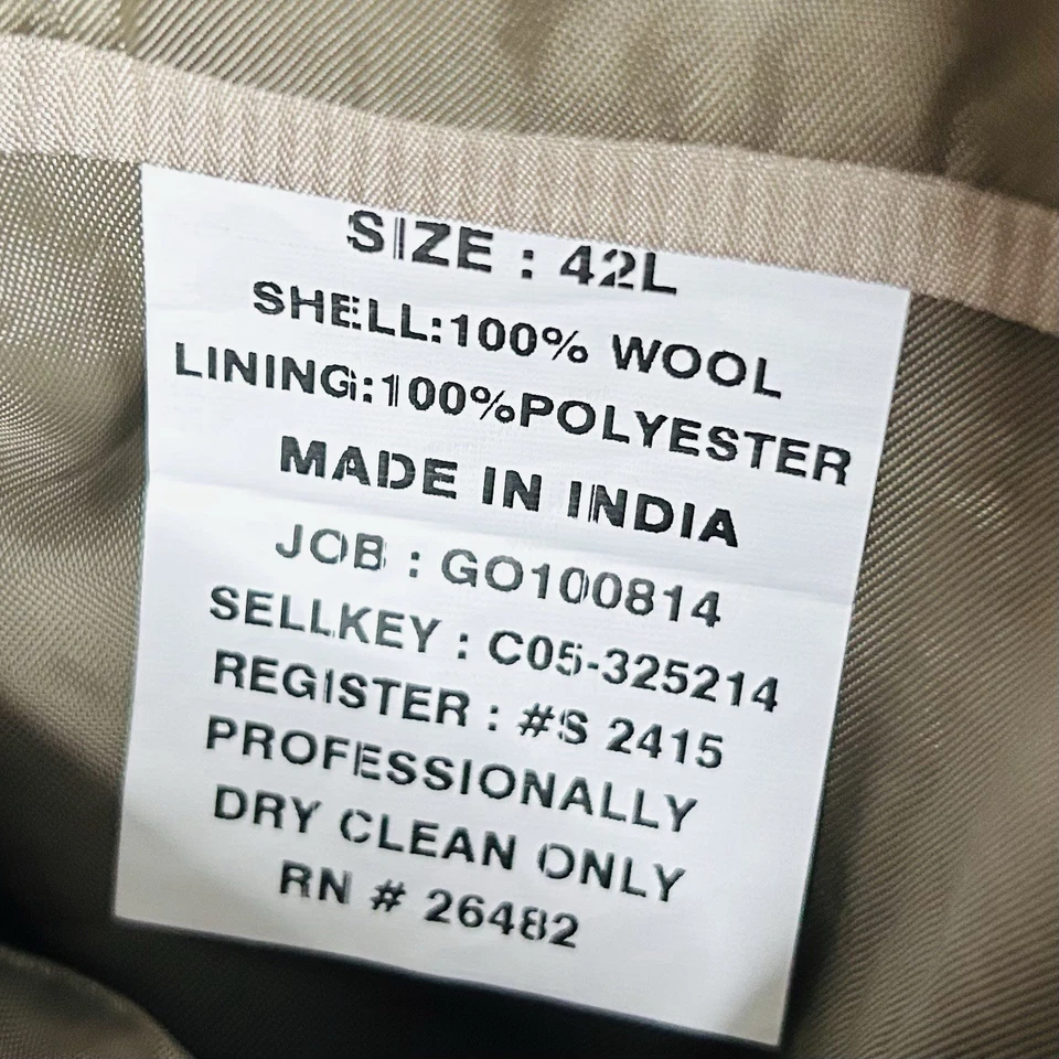 Abrigo Deportivo Claiborne 42L 100% Lana Beige Espiga Tres Botones Forrado Ventilado Foto 4 de 4