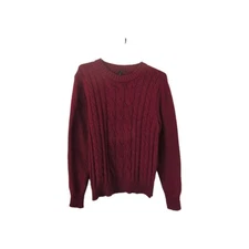 Stile Bentton Italian Made Wool & Alpaca Blend Red Cable Knit Pullover Sweater 