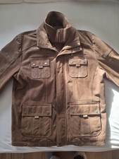 Herren Echtleder Jacke Cognac Braun Größe 54 Strickkragen Abnehmbar