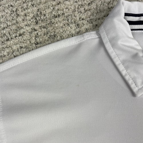 Byron Nelson Polo Mens Medium Golf Short Sleeve White Shirt Contrast Stripe Blue - Picture 3 of 8