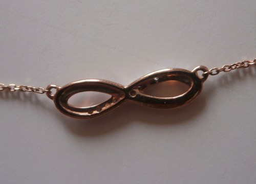 * COLLIER OR ROSE DIAMANTS NEUF 375/1000ème 9 CARATS INFINI TRESOR MINIMALISTE * - Imagen 10 de 12