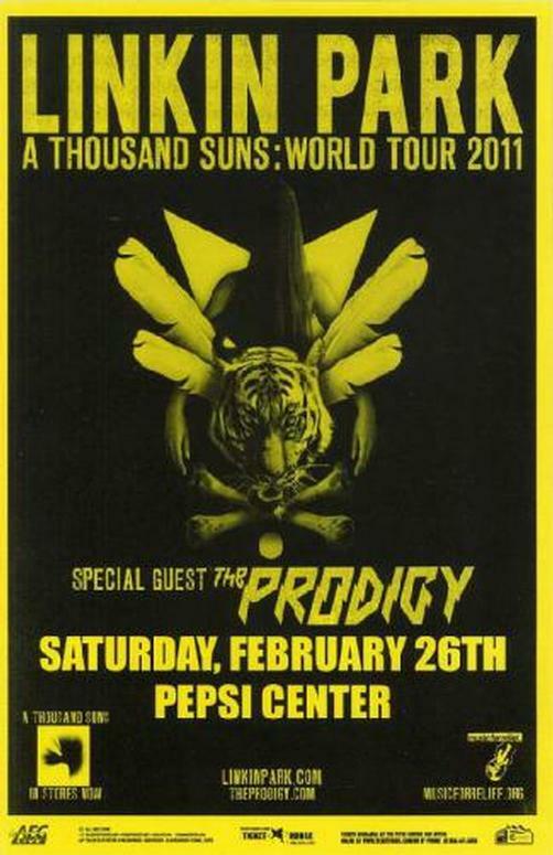 LINKIN PARK PRODIGY DENVER 2011 CONCERT POSTER COLORADO PEPSI
