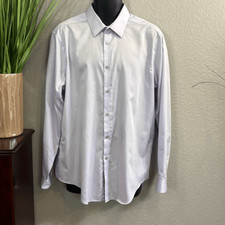 MS5 Calvin Klein men s lavender, long sleeve button-down dress shirt, size large