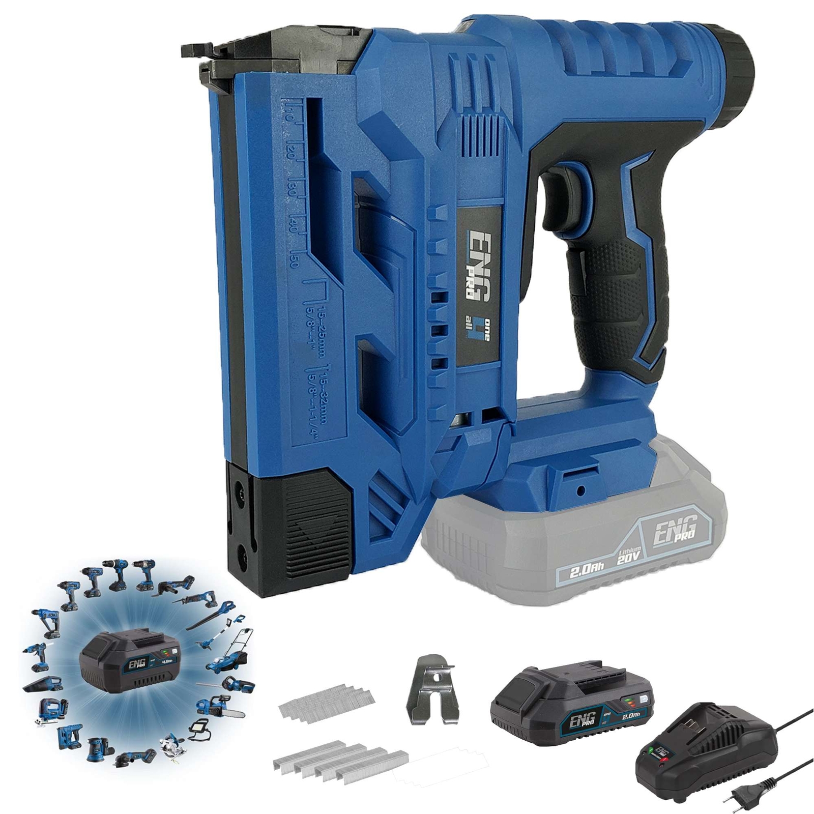 Graffettatrice e Sparachiodi Linea professionale ONE4ALL 20V - 1 batteria 2.0Ah
