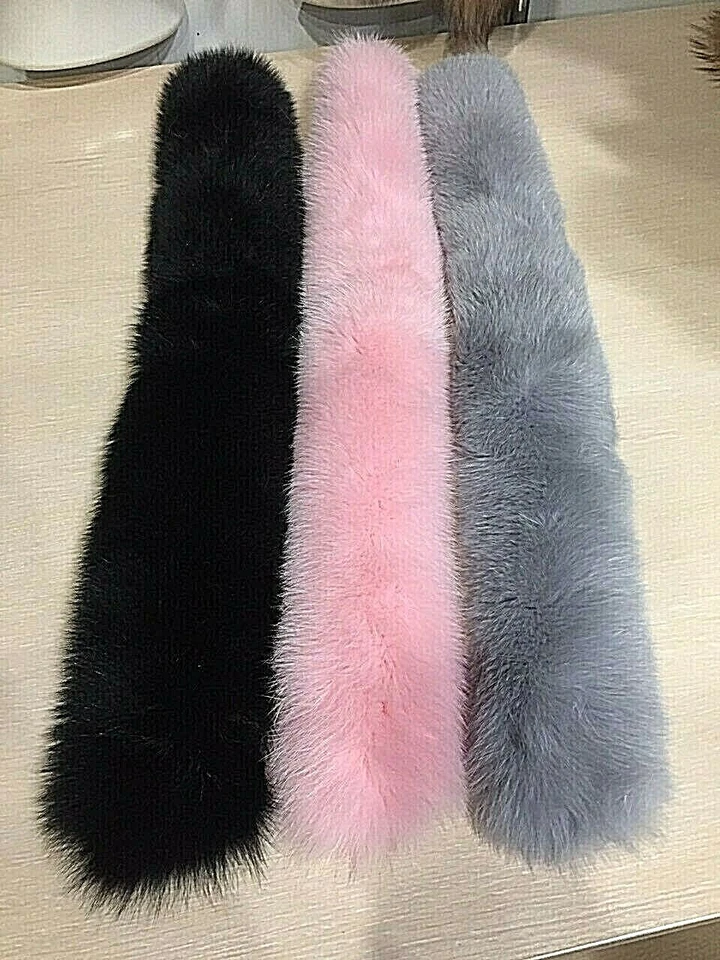 Bufanda extra grande de piel de zorro finlandés real con cuello para chaqueta capucha piel entera Foto 2 de 4