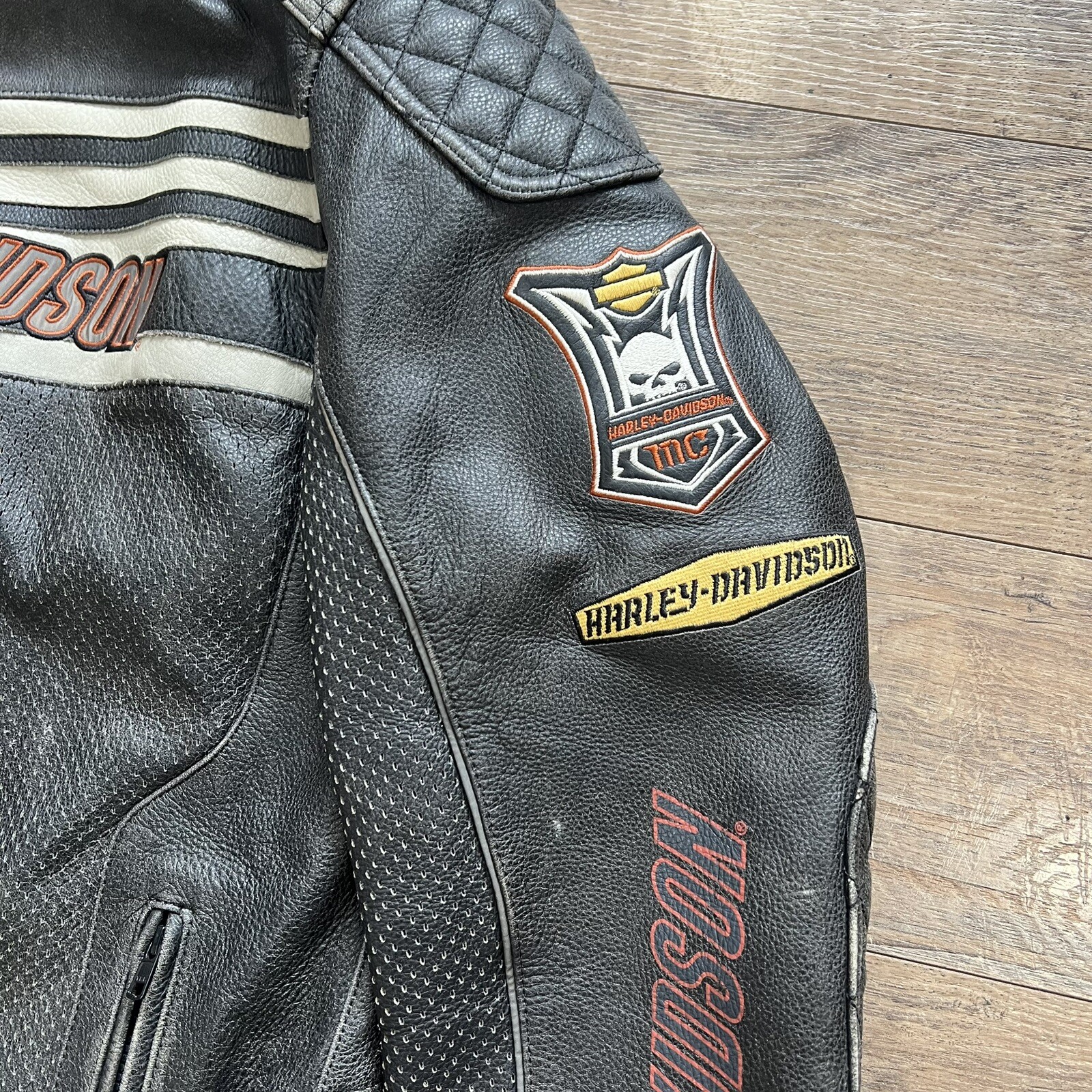 Rare Harley Davidson Men SPROCKET Leather Jacket XXL … Gem