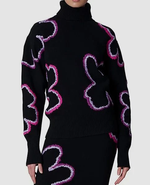 1790 Carolina Herrera Women s Black Cashmere Wool Turtleneck Sweater Size XS