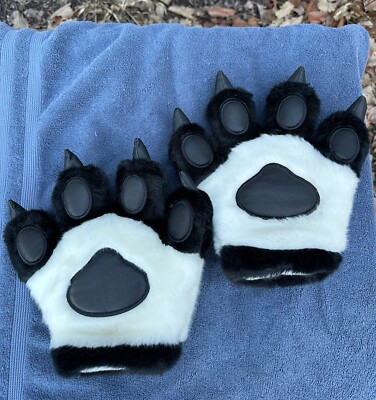 MQ Black And White Fursuit Paws Furry 