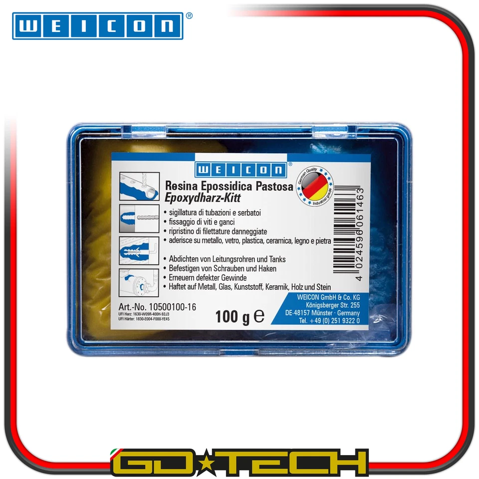 RESINA EPOSSIDICA BICOMPONENTE Weicon STUCCO METALLI ALTE TEMPERATURE 100g - Immagine 2 di 2