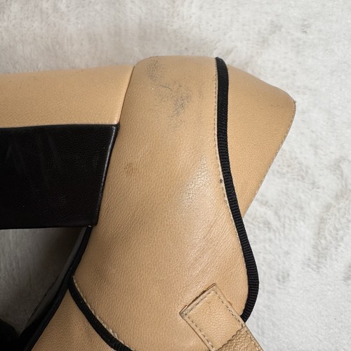 Chanel Colorblock Mary Jane Pumps Tan Black Retro Block Heel Size 35.5 - Picture 8 of 16