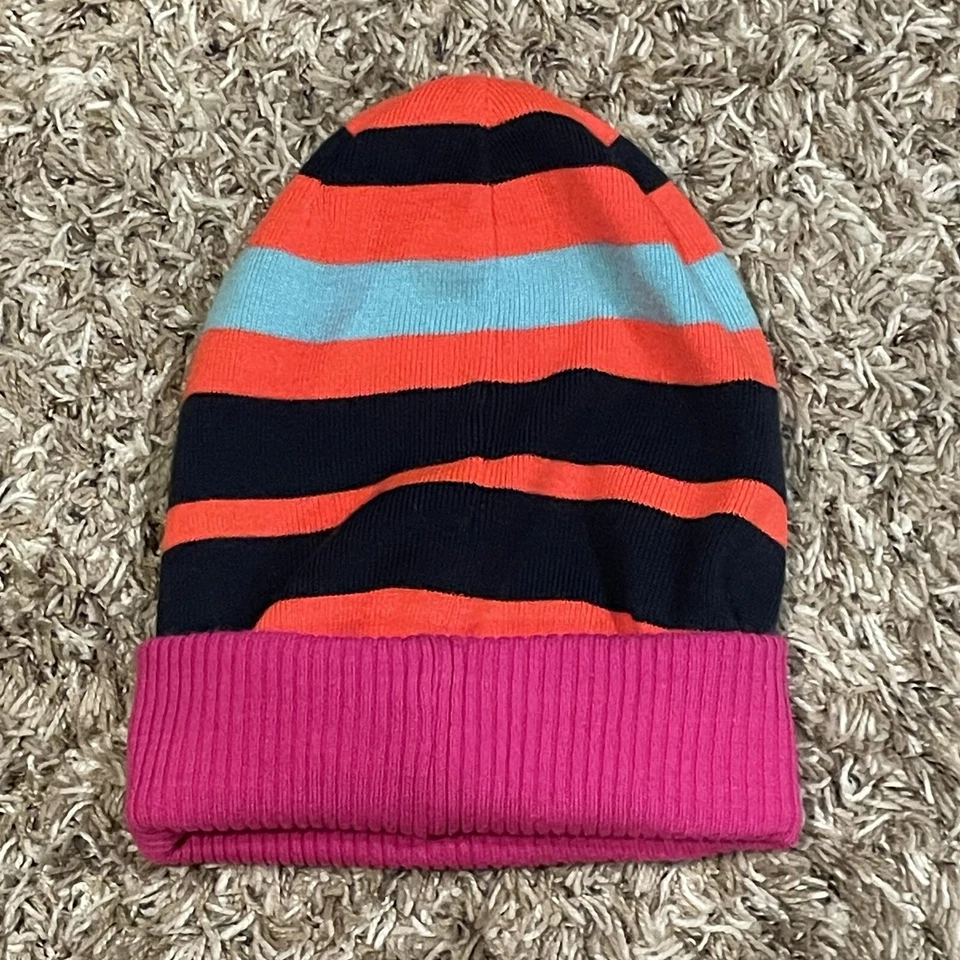 North Face зимние манжеты Beanie шляпа легкий ультра мягкий лыж розовый в полоску - Изображение 2 из 4