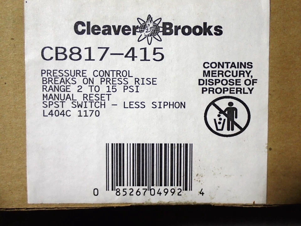 CB817-415 L404C 1170 CLEAVER BROOKS PRESSURE CONTROL NEW - Image 3 of 3