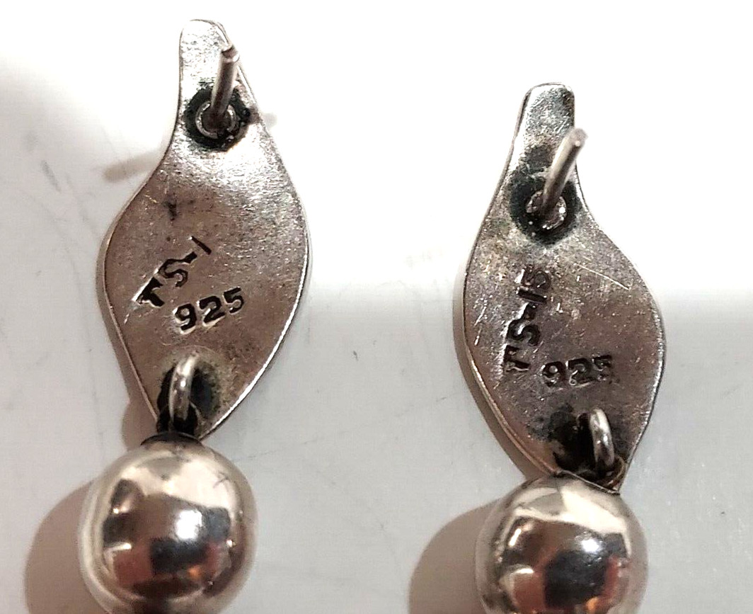 Long Sterling Silver Geometric Dangle Earrings - image 4