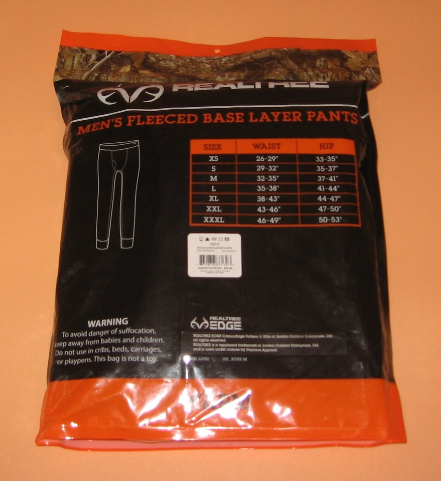 Realtree Mens Fleeced Base Layer Pants - GRAY XXL - New - Image 3 of 4