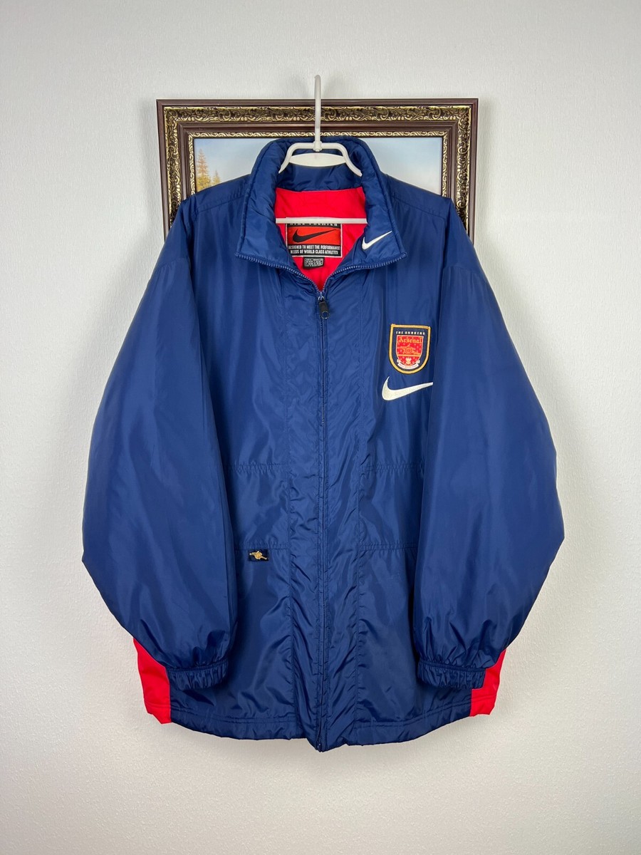 Vintage 90's Nike Arsenal Football Jacket Soccer Blue Bomber