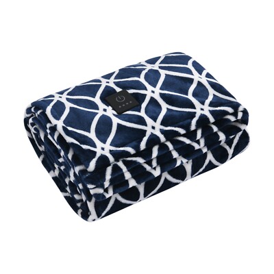 Dreamaker One-Touch Fleece Electric Heated Throw Blanket (50x60 Inches) Navy