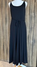 Vintage Express Maxi Dress Black 90s Y2K Belt Tie Beach Boho Preppy Casual Sz L
